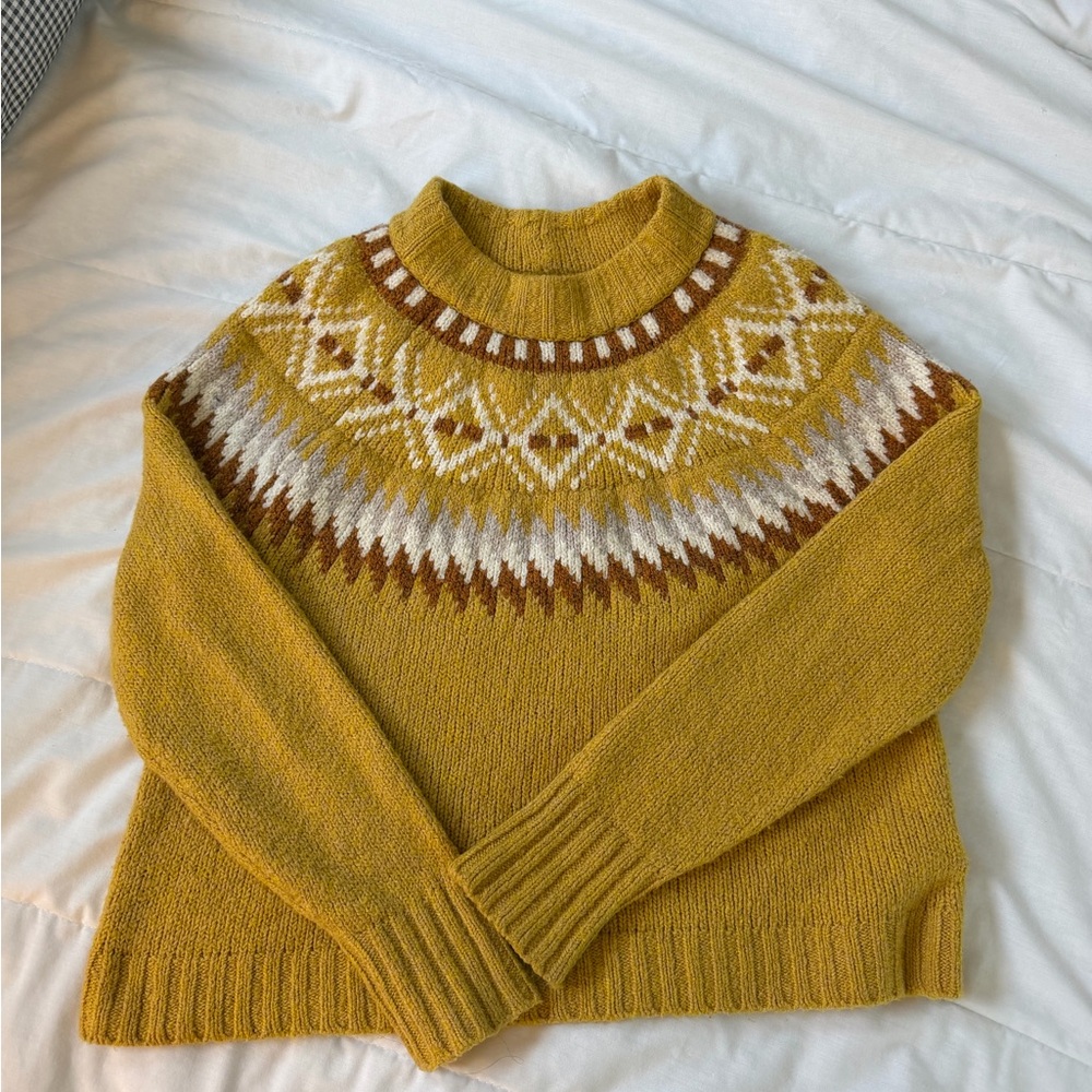 American Eagle Outfitters Mustard Fair Isle Sweater